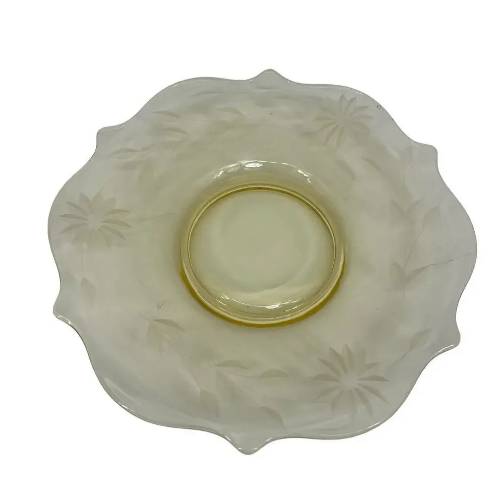 Vintage Lancaster Jubilee Depression Glass Set Flower Plates &‎ Teacup Yellow